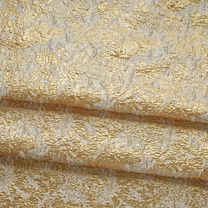 Gold Metallic Jacquard Fabric: 3D Embossed Woven Upholstery, Costume, Decor (59"W)