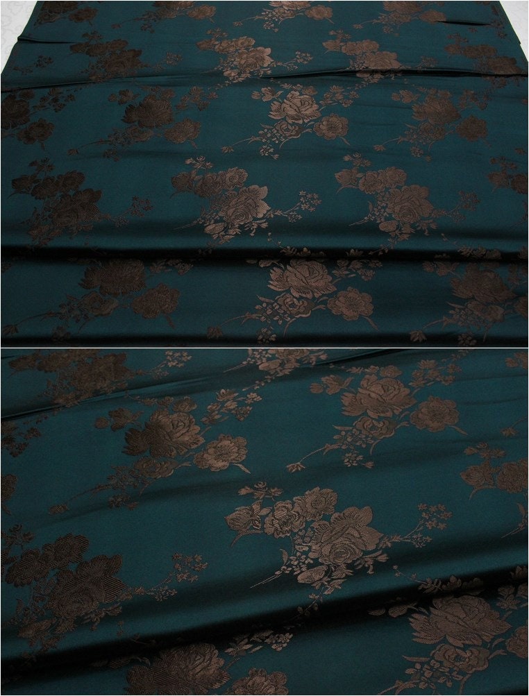 Tissu brocart jacquard à motifs floraux : mélange de soie et de rayonne de style chinois