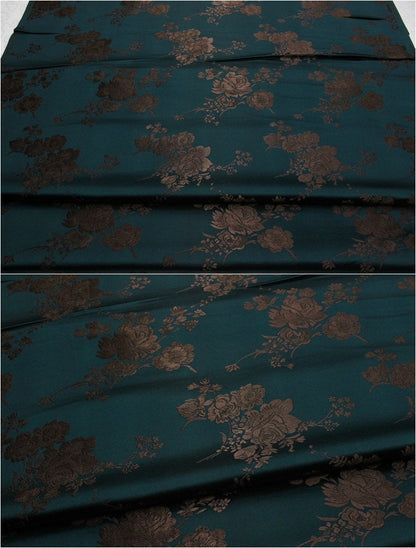 Tissu brocart jacquard à motifs floraux : mélange de soie et de rayonne de style chinois
