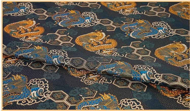 Nishijin Brocade Fabric ��� Navy Chrysanthemum Dragon Kimono Ma