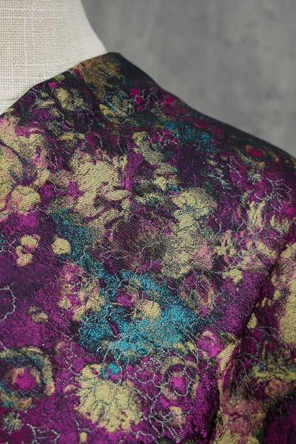 Tissu brocart jacquard à motif floral : tissu tissé de style chinois (60 pouces de large, au mètre)
