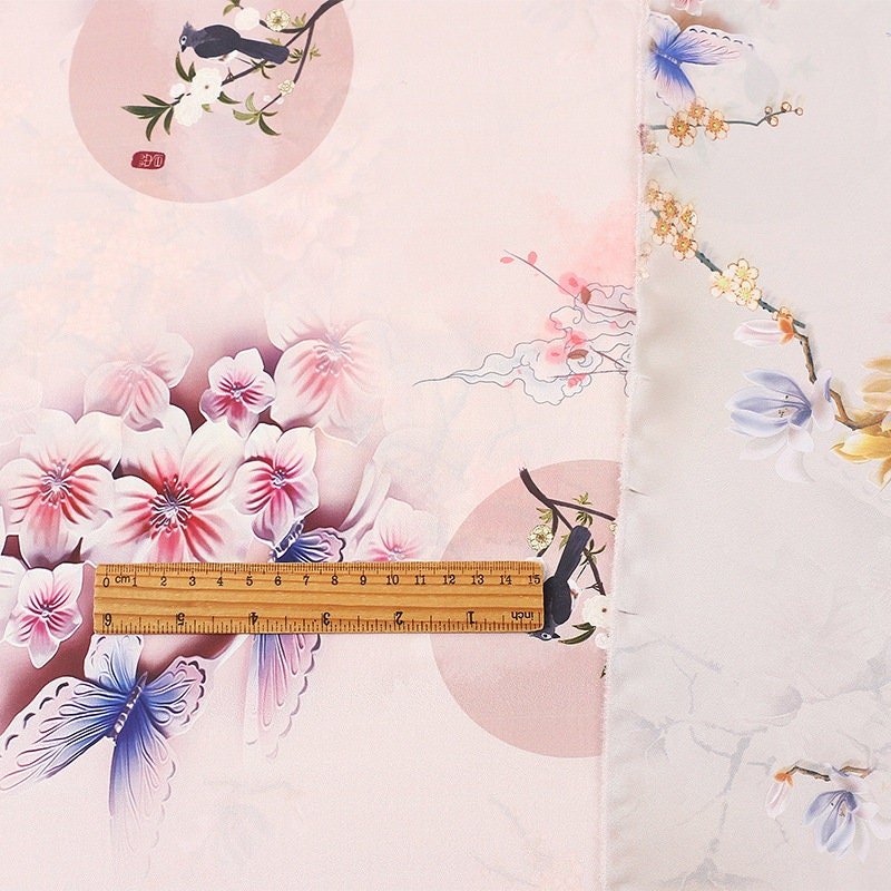 Floral Botanical Print Fabric: Polyester Spandex Blend, 59" Wide - Poppylollipop
