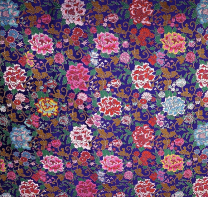 Peony Brocade Fabric: Chinese Jacquard for Cheongsam & Kimono (29"W)