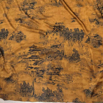Qingming Festival Satin Fabric: Gambiered Canton Gauze, Sewing Fabric (58"W)