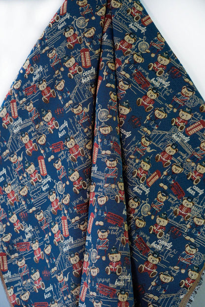Cartoon Bear Jacquard Fabric, 60/40 Polyester/Cotton, 55"W