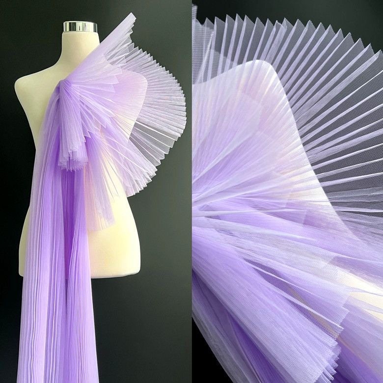 Pleated Tulle Fabric: 59" Wide Stiff Mesh, Designer Wedding Material