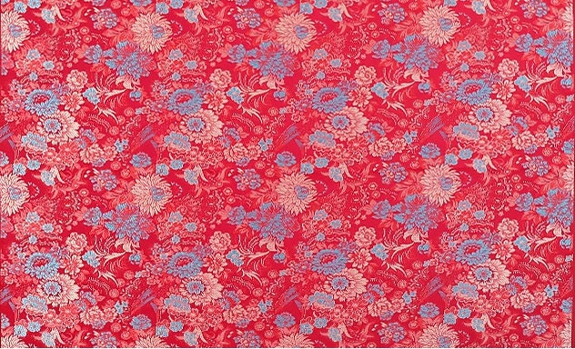 Tissu brocart de soie pivoine fuchsia : largeur 75 cm (29,5 po) - Ameublement et costumes