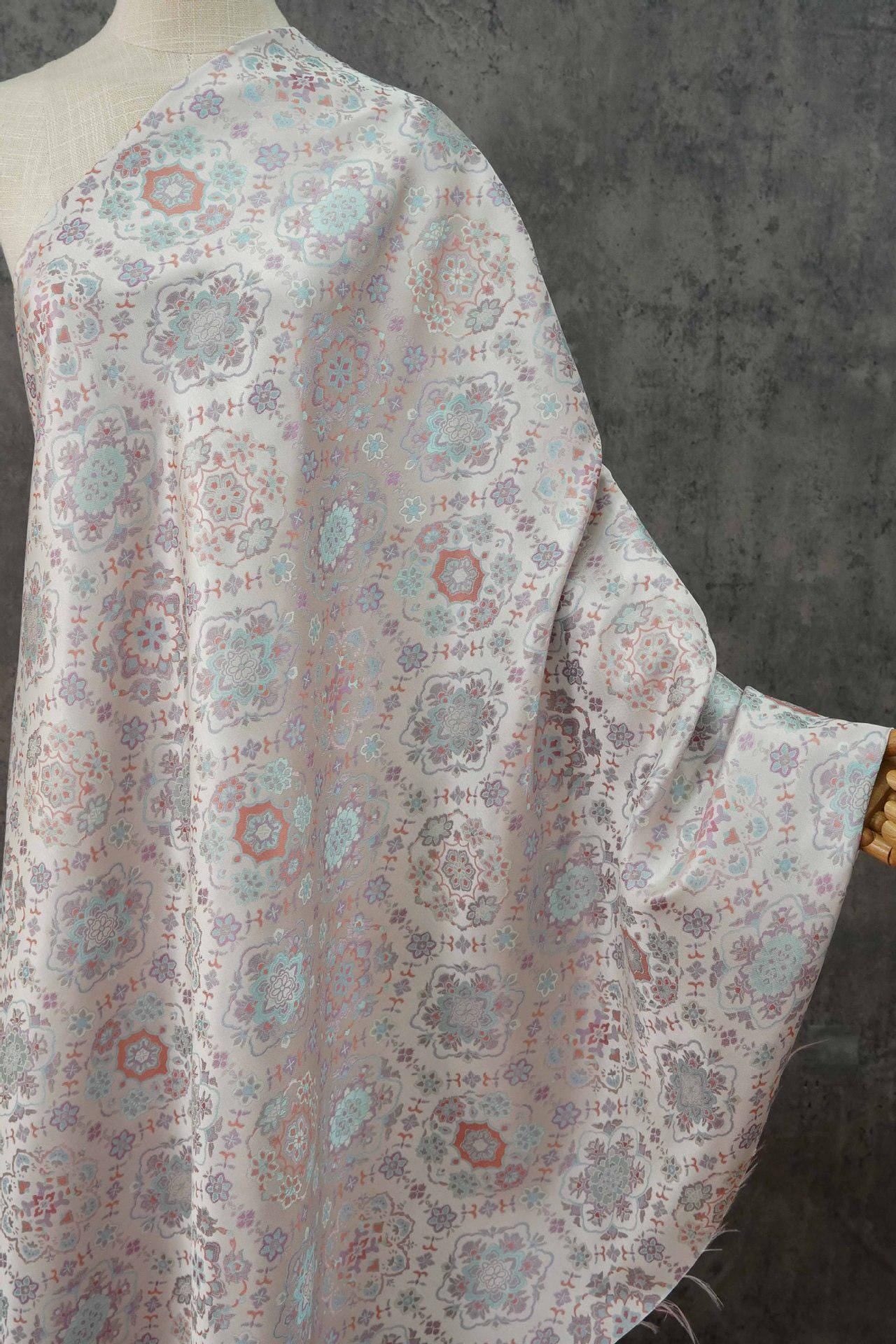 Azure Chinese Silk Brocade Fabric: Baoxiang Song Design, Sewing, Upholstery