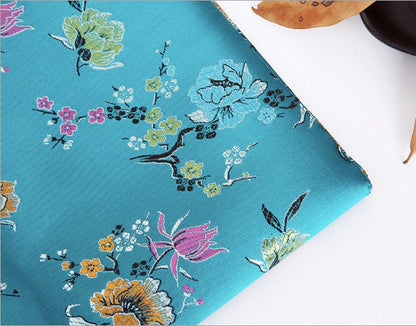 Floral Brocade Fabric: Silk Rayon Jacquard Damask, 35" Wide
