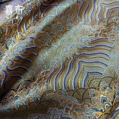 Dark Green Brocade Fabric ��� Wave & Cloud Rayon Ble"W, By The Meter)