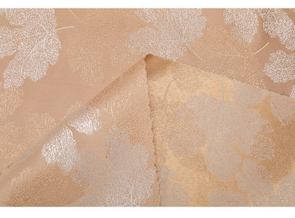 Tissu brocart à motif feuille d'érable : jacquard satin antique double face, 150 cm de large