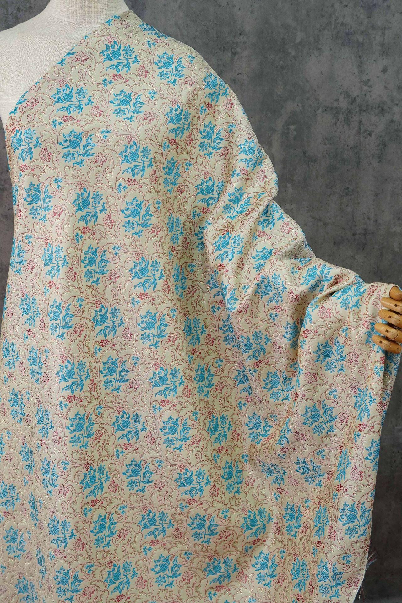 Gold Jacquard Floral Fabric: Upholstery, Costume, & DIY Sewing (By The Meter, 63"W )