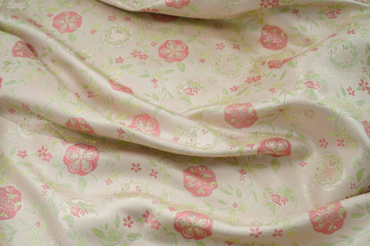 Tissu brocart champagne à motif floral : jacquard chinois, largeur 150 cm