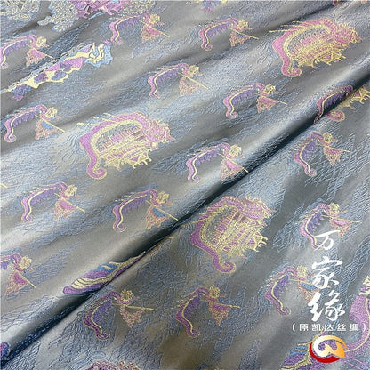 Dragon Boat Silk Brocade Fabric: Jacquard Damask, Upholstery & Costume (29.5"W)