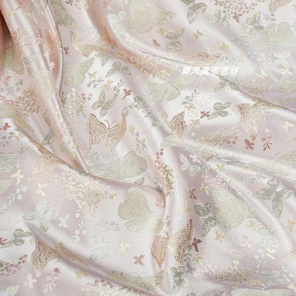 Butterfly Floral Silk Brocade Fabric: 58"W Chinese Wedding Jacquard