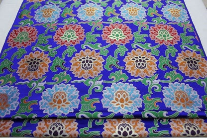 Lotus Thangka Brocade Fabric: Tibetan Robes, Buddhist Temples (29.5"W) - Poppylollipop
