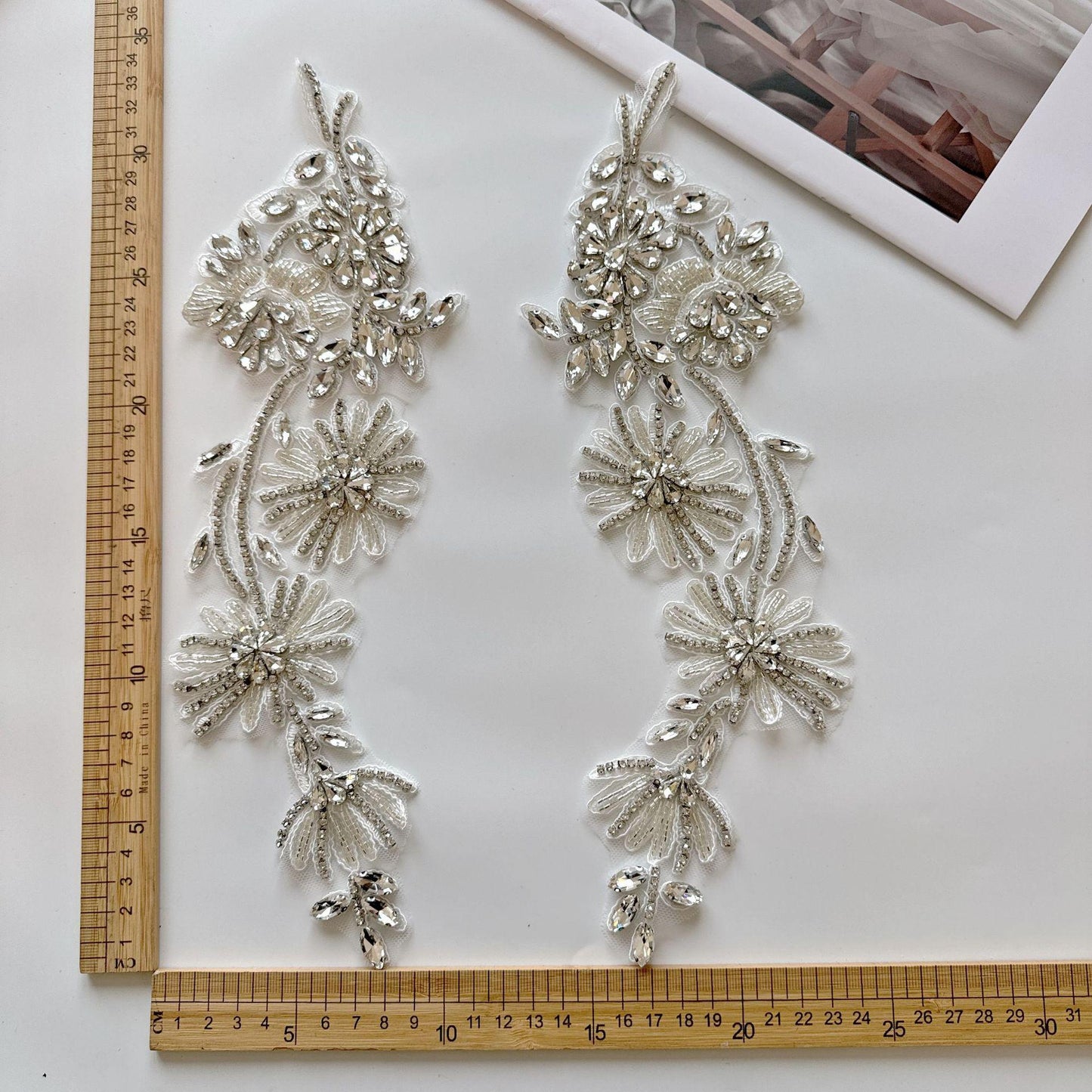 Embroidered Lace Trim: Beaded Sequin Floral Applique, Bridal Wedding Dress, By The Yard