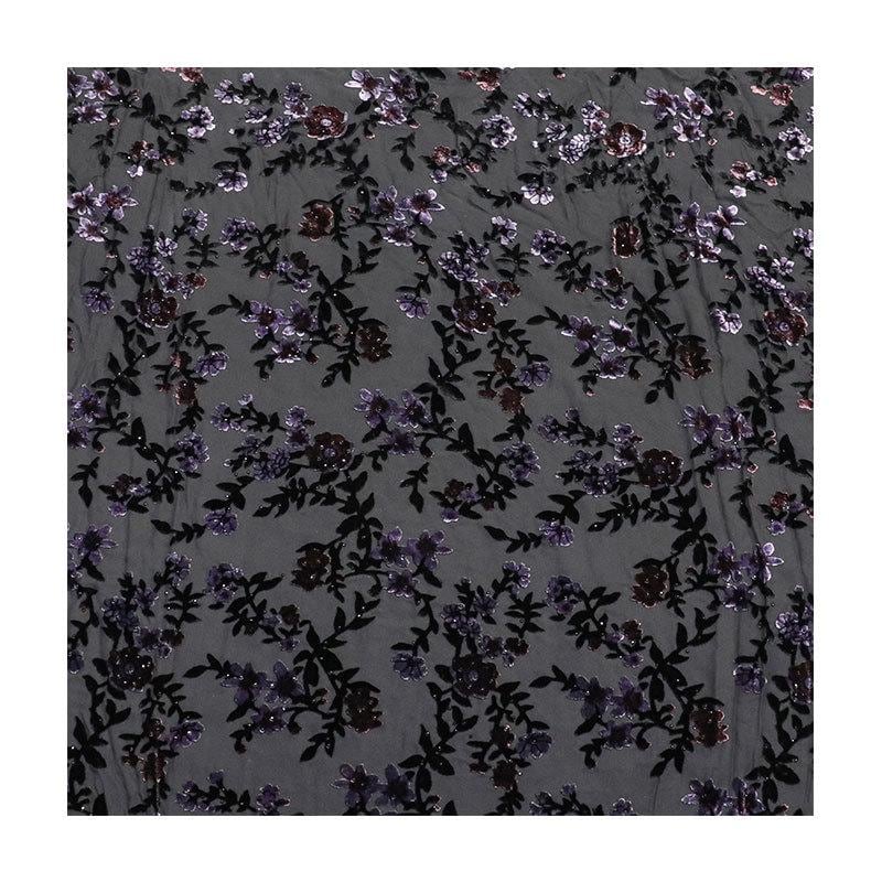 Burnout Floral Viscose Velvet Fabric: Soft Drape for Kimono, Costume