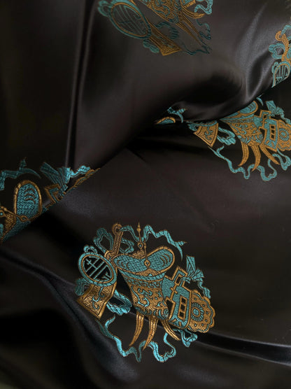 Dragon Brocade Fabric: Colorful Jacquard Satin, 35"W Home Decor