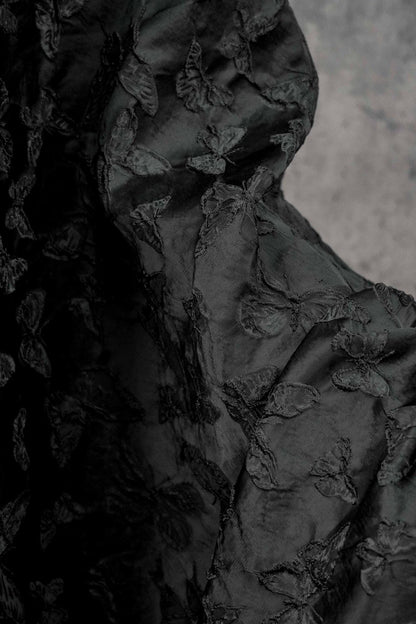 Black 3D Butterfly Jacquard Fabric: Upholstery, Drapery, Wall Decor - 55" Wide