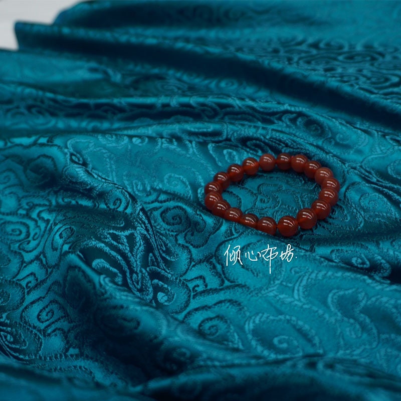 Brocart de rayonne turquoise : Damas chinois, 75 cm de large - Vendu au mètre
