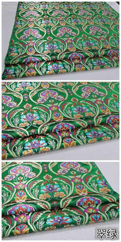 Floral Jacquard Brocade Fabric: Chinese Mongolian Style (By The Meter) - Poppylollipop