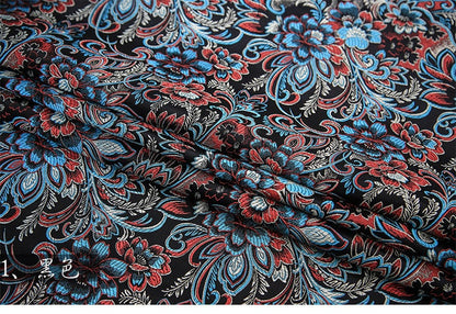 Tissu brocart de soie à motif de phénix : tissu pour cheongsam de 114 cm de large