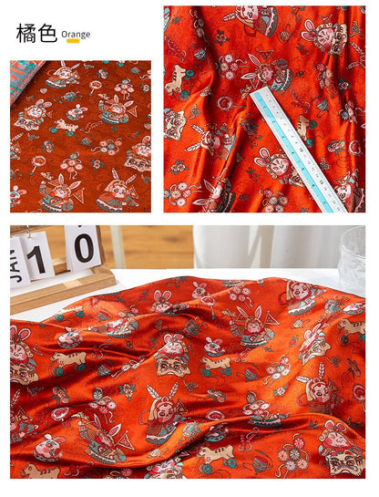Tissu brocart de soie Lord Rabbit : Damas chinois traditionnel (59"L)