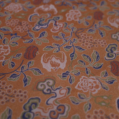 59"W Song Brocade Fabric: Eight Treasures Ganoderma Lucidum Pattern