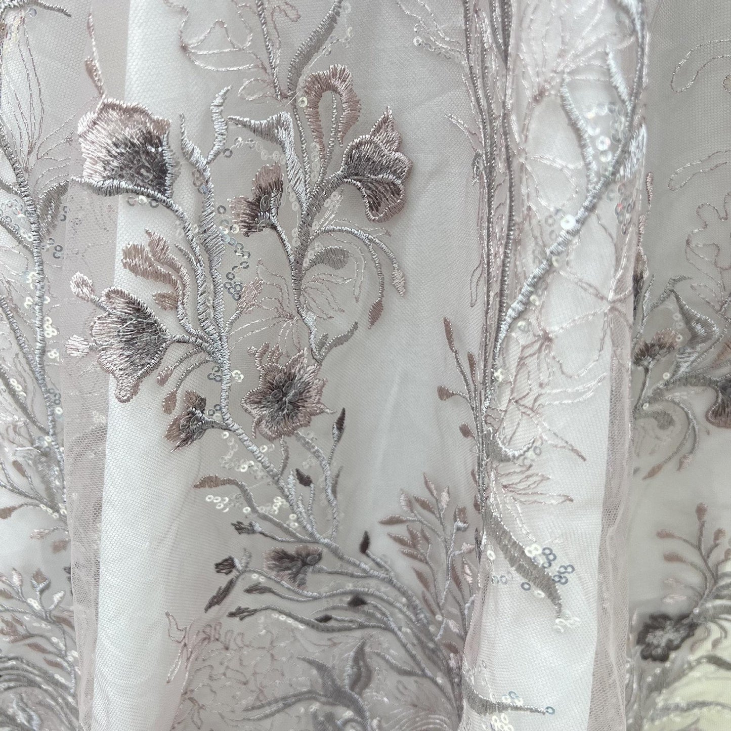 Sequined Floral Embroidery Lace Fabric: Wedding, Prom, Costume DIY