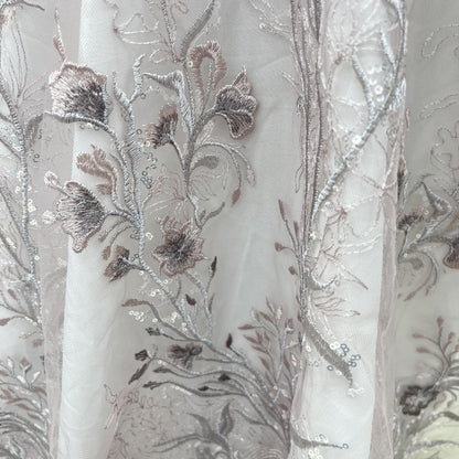 Sequined Floral Embroidery Lace Fabric: Wedding, Prom, Costume DIY