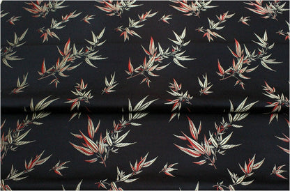 Tissu brocart de soie à motifs bambou et fleurs : largeur 75 cm, matériau de couture coloré