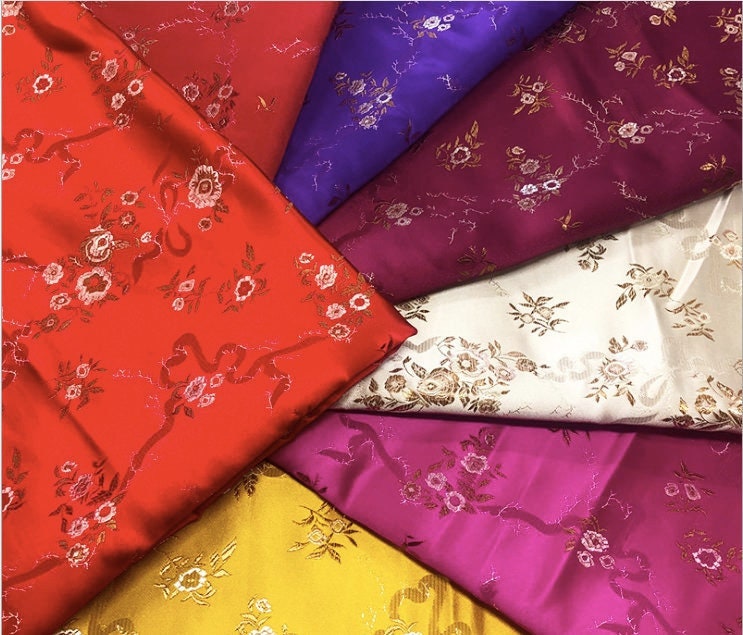 Peony Flower Brocade Fabric: 45" Wide Rayon Chinese Fabric