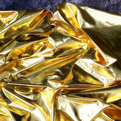 Tissu tricoté métallisé or brillant : Cosplay, costume, sac à main - Largeur : 140 cm