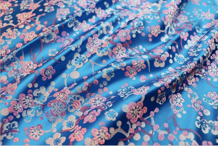 Plum Blossom Silk Brocade Fabric: Multicolored Cheongsam Qipao Material