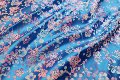 Plum Blossom Silk Brocade Fabric: Multicolored Cheongsam Qipao Material
