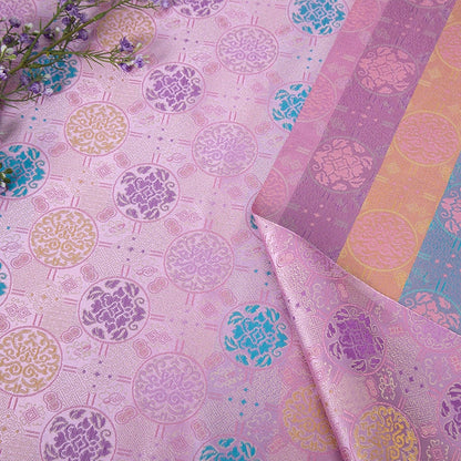 Tibetan Brocade Fabric: Lilac Lotus Pattern Rayon for Sewing & Upholstery