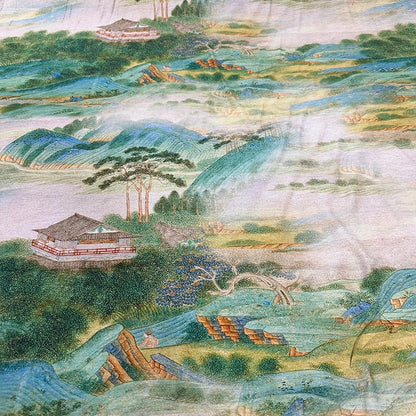 Tencel Ramie Fabric: Landscape Print Sewing Material