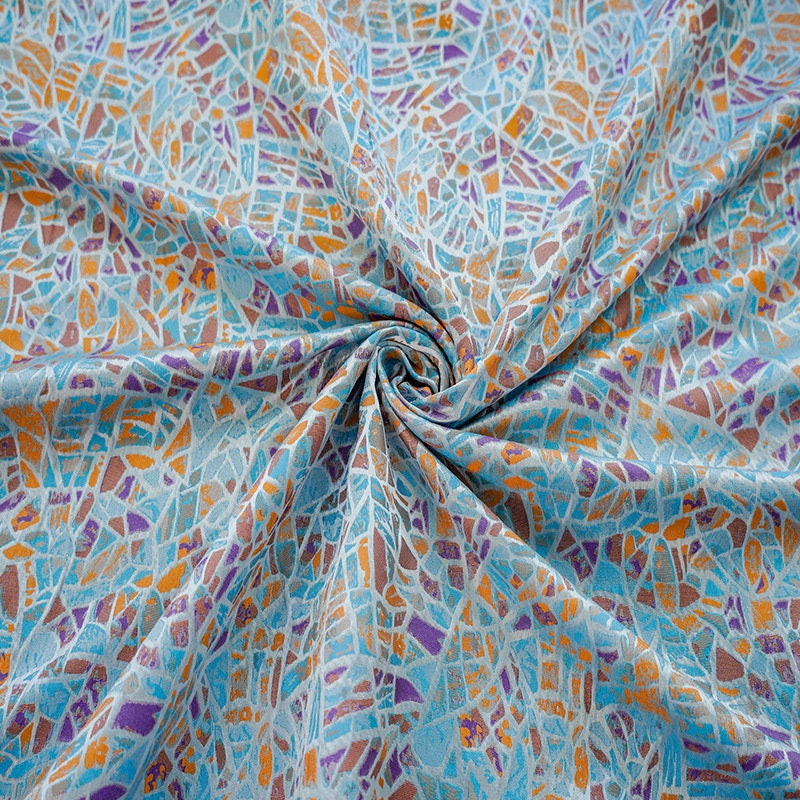 Blue Jacquard Fabric: Soft Polyester Designer Fabric, 59" Wide