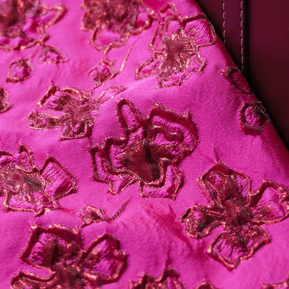 Gold Thread Jacquard Fabric: Fuchsia Upholstery, Costume, & Drapery