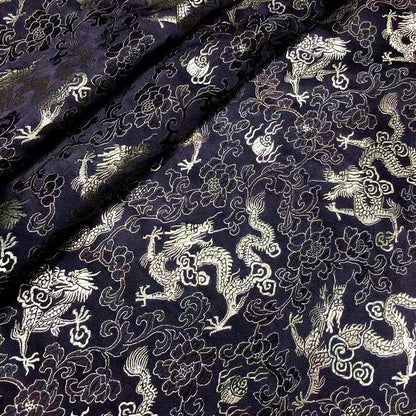 Dragon & Flower Brocade Fabric: Multi-Color Rayon, 59" Wide