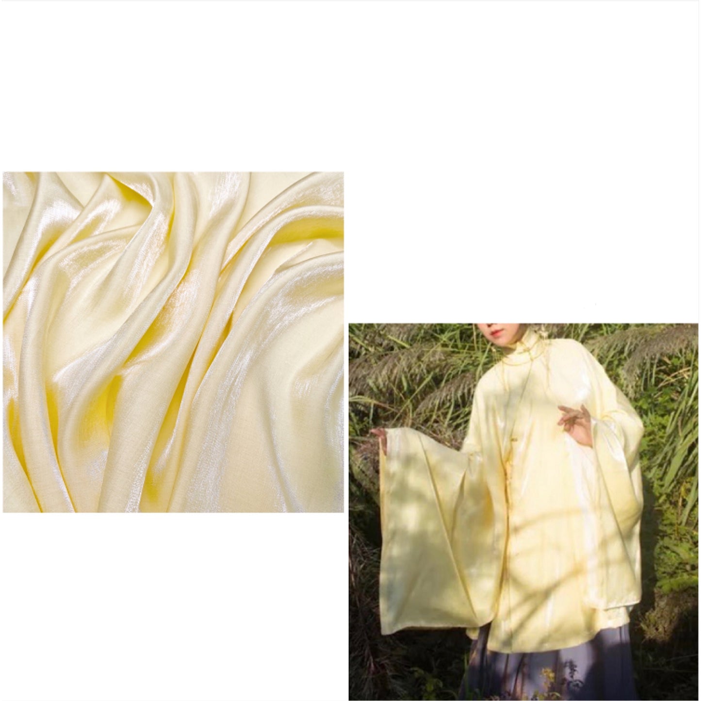 Shiny Mercerized Cotton Fabric: Gradient Satin Silky Hanfu, 59" Wide