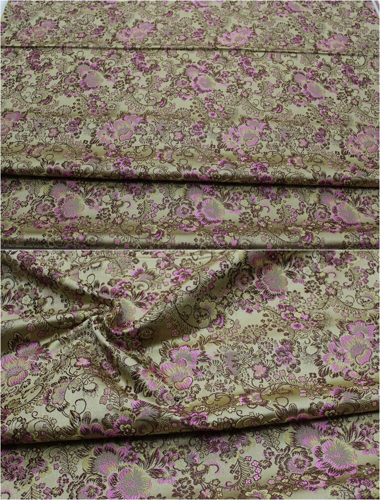 Cherry Blossom Jacquard Brocade Fabric: 29.5" Wide Silk Rayon Blend