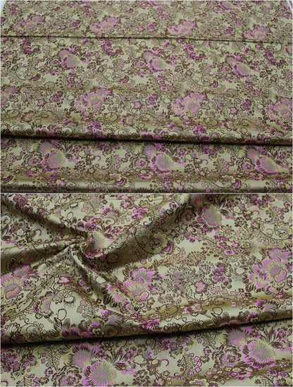 Cherry Blossom Jacquard Brocade Fabric: 29.5" Wide Silk Rayon Blend