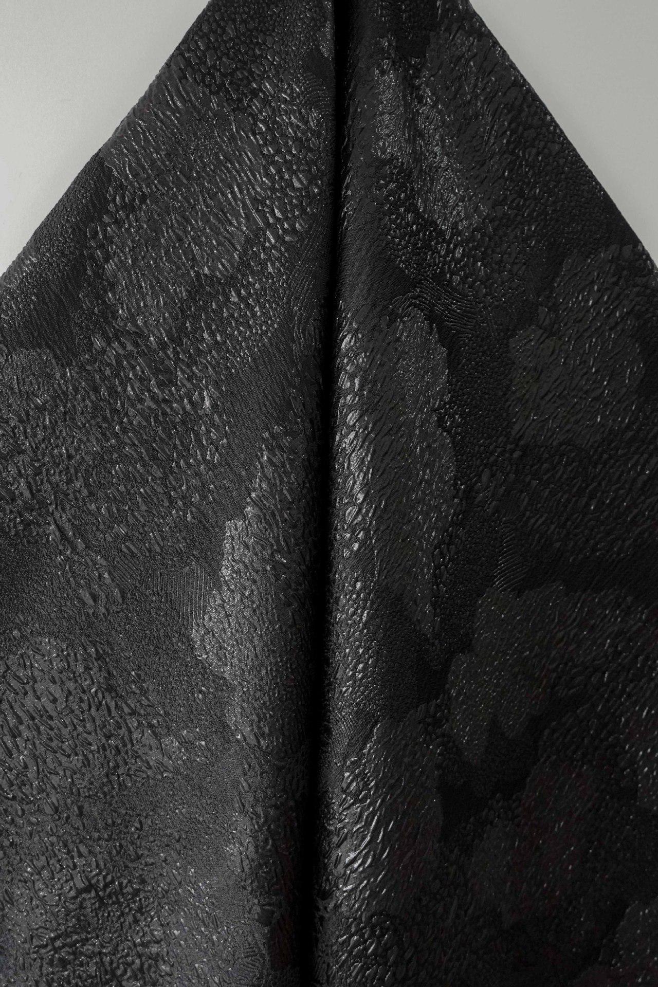Black & Gold Jacquard Fabric: 3D Texture Upholstery, Prom Dress Sewing, 54" Wide