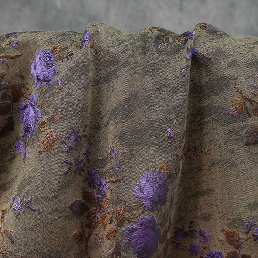 Tissu jacquard rose vintage - Motif foncé pour la décoration intérieure, rideaux, patchwork, ameublement, robes - Large