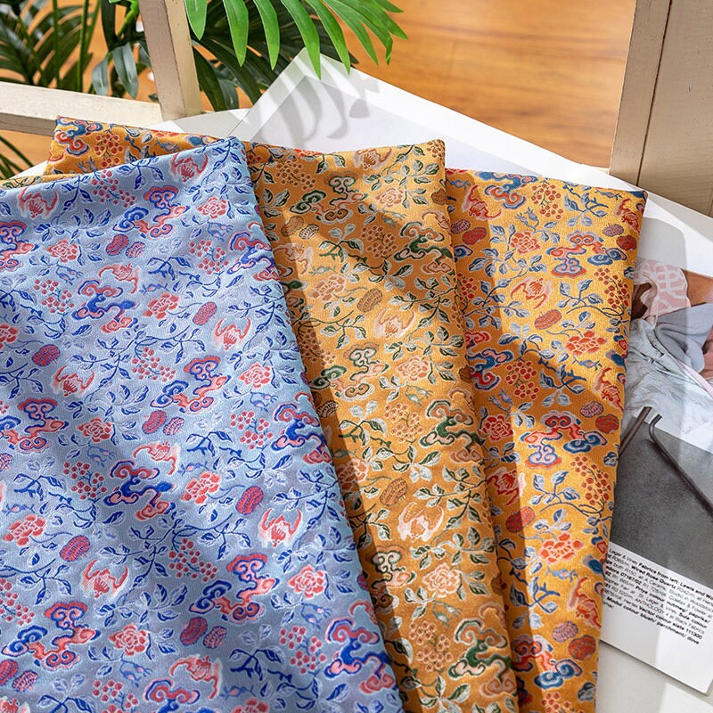 Mongolian Brocade Fabric: Eight Immortals Damask, 59" Wide