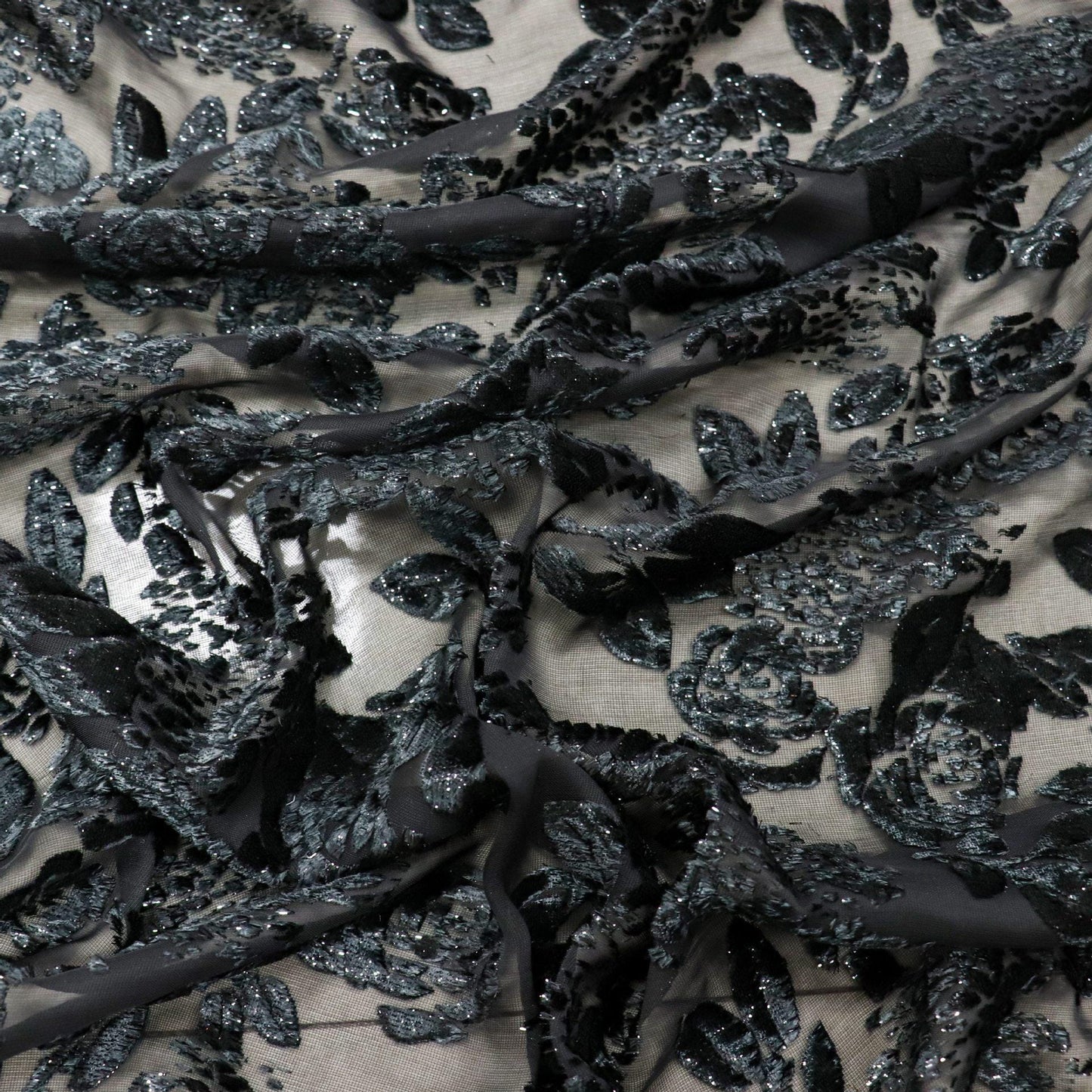 Burnout Floral Viscose Velvet Fabric: Soft Drape for Kimono, Costume
