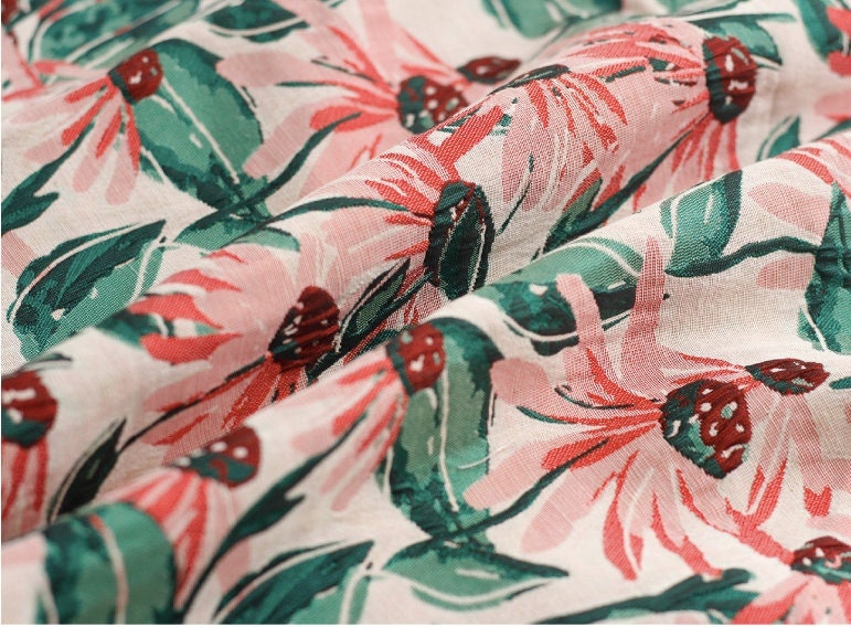 Floral Jacquard Spandex Cotton Fabric: 3D Texture Designer Sewing Material, 57"W