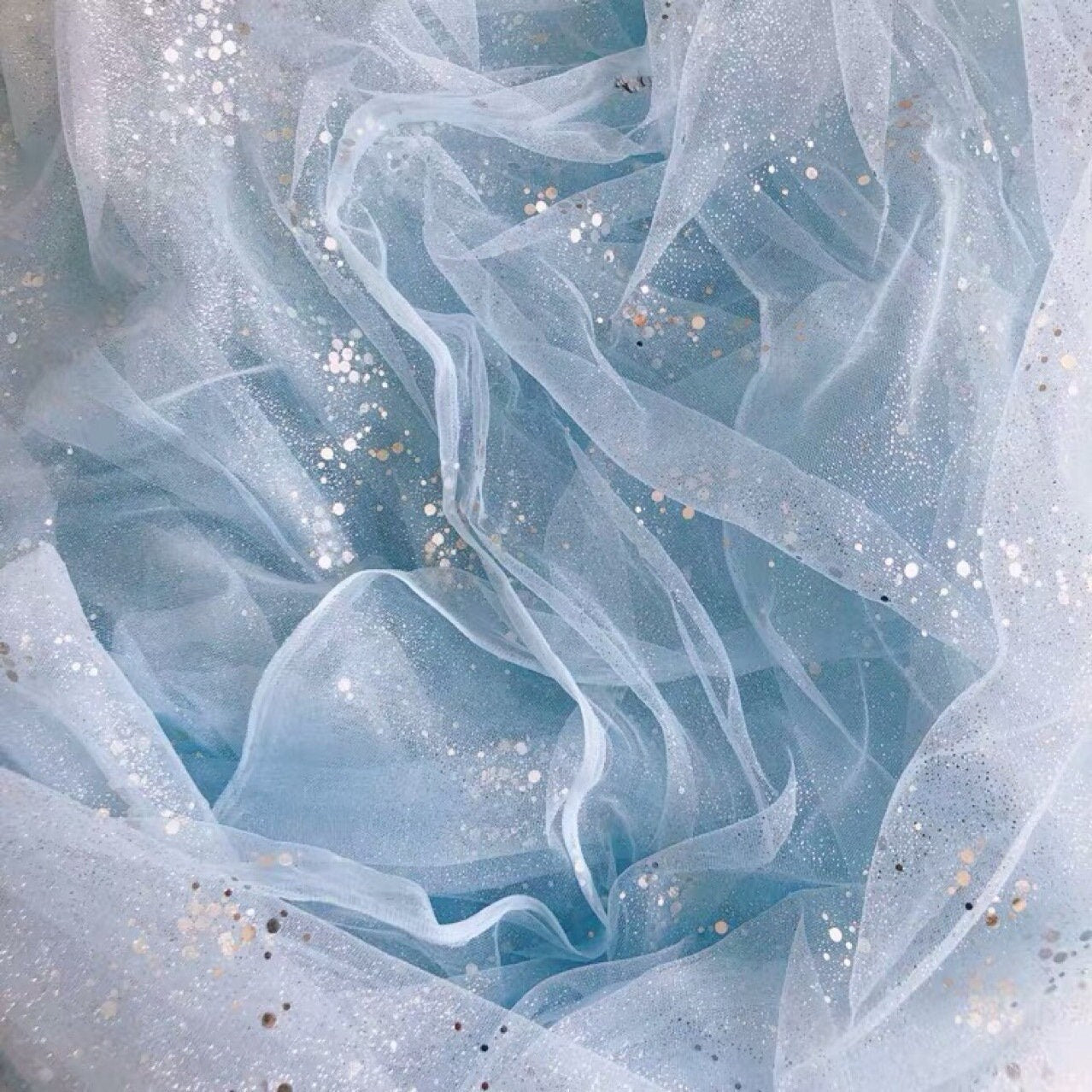 Galaxy Embroidered Sequins Mesh Fabric, 59"W Wedding Designer Fabric